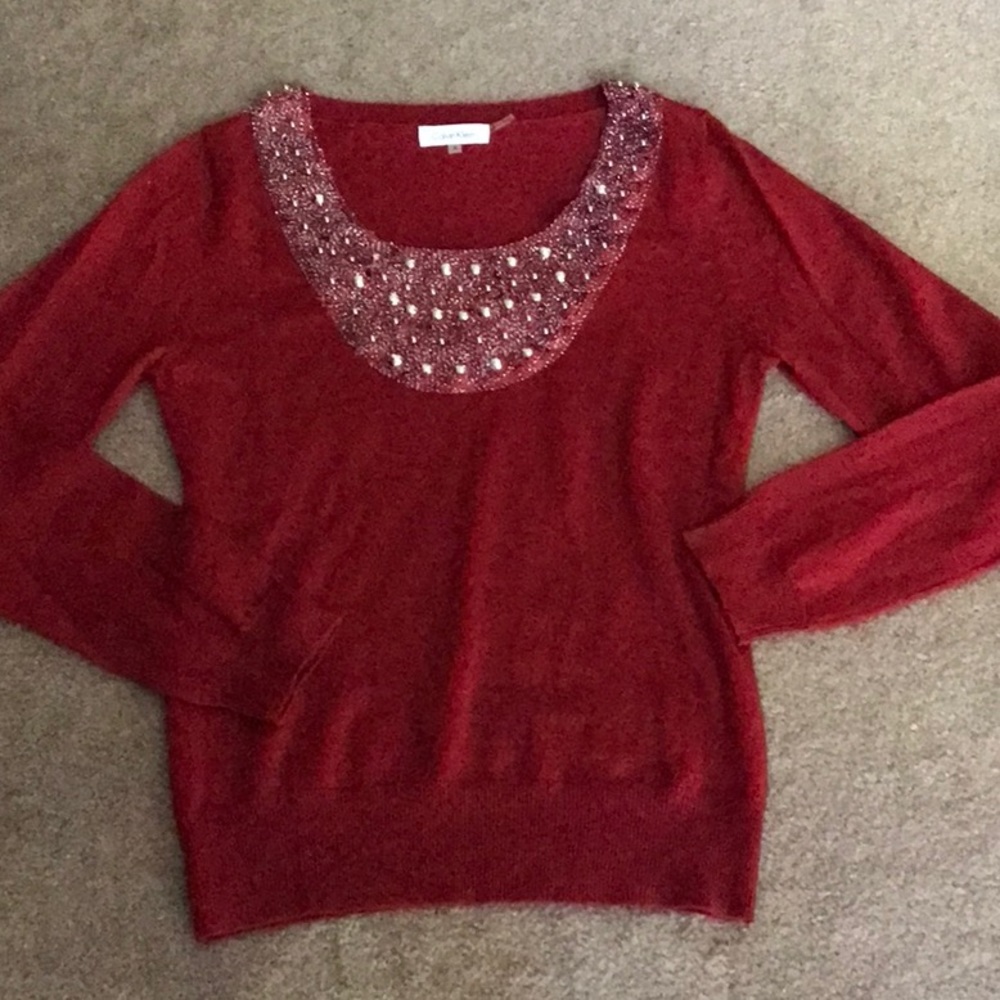Calvin Klein Wool Blend Sweater- Red- Size S